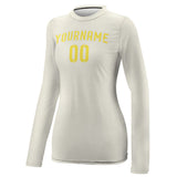 Custom Cream Light Yellow Women's Long-Sleeve Shirt