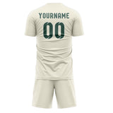 Custom Cream Blue Green Soccer Jersey