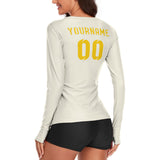 Custom Cream Gold Women's Long-Sleeve Shirt