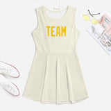 Custom Cream Gold Cheerleader Dress