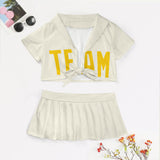 Custom Cream Gold Cheerleading Uniform Set