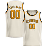 Custom Cream & Yellow Colors Design Sports Basketball Jersey