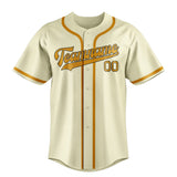 Custom Cream & Yellow Colors Design Sports Baseball Jersey