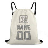 Custom Cream Gray Drawstring Bag
