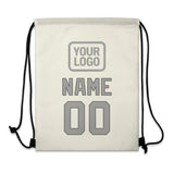 Custom Cream Gray Drawstring Bag
