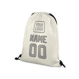 Custom Cream Gray Drawstring Bag