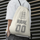 Custom Cream Gray Drawstring Bag