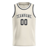 Custom Cream & Dark Grey Colors Design Sports Basketball Jersey