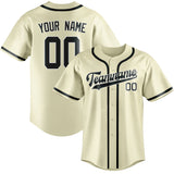 Custom Cream & Dark Grey Colors Design Sports Baseball Jersey