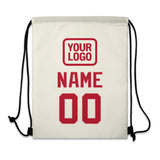 Custom Cream Red Drawstring Bag