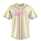 Custom Cream & Light Pink Colors Design Sports Baseball Jersey