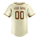 Custom Cream & Khaki Colors Design Sports Baseball Jersey