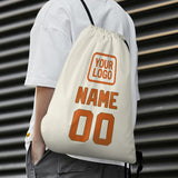 Custom Cream Orange Drawstring Bag