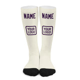 Custom Cream Purple Knee-High Sock
