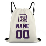 Custom Cream Purple Drawstring Bag