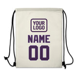 Custom Cream Purple Drawstring Bag