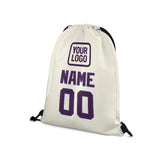 Custom Cream Purple Drawstring Bag