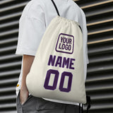 Custom Cream Purple Drawstring Bag