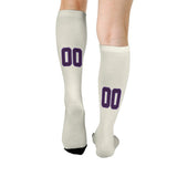 Custom Cream Purple Knee-High Sock