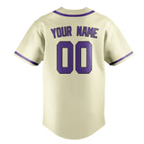 Custom Cream & Light Purple Colors Design Sports Baseball Jersey