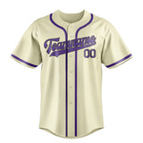 Custom Cream & Light Purple Colors Design Sports Baseball Jersey