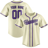 Custom Cream & Light Purple Colors Design Sports Baseball Jersey