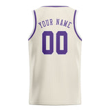 Custom Cream & Light Purple Colors Design Sports Basketball Jersey