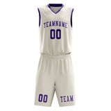 Custom Cream Light Purple Basketball Set