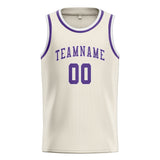 Custom Cream & Light Purple Colors Design Sports Basketball Jersey