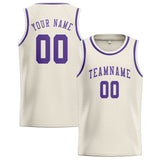 Custom Cream & Light Purple Colors Design Sports Basketball Jersey