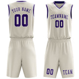 Custom Cream Light Purple Basketball Set