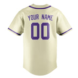 Custom Cream & Light Purple Colors Design Sports Baseball Jersey