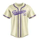 Custom Cream & Light Purple Colors Design Sports Baseball Jersey