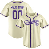 Custom Cream & Light Purple Colors Design Sports Baseball Jersey