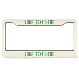 Custom Cream Emerald Green License Plate Frame