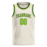 Custom Cream & Emerald Green Colors Design Sports Basketball Jersey