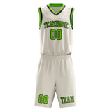 Custom Cream Emerald Green Basketball Set