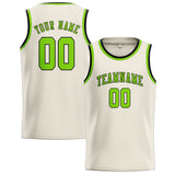Custom Cream & Emerald Green Colors Design Sports Basketball Jersey