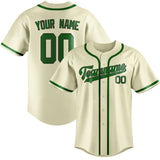 Custom Cream & Emerald Green Colors Design Sports Baseball Jersey