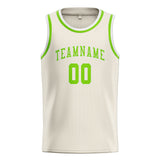 Custom Cream & Emerald Green Colors Design Sports Basketball Jersey