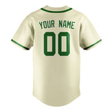 Custom Cream & Emerald Green Colors Design Sports Baseball Jersey