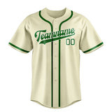 Custom Cream & Emerald Green Colors Design Sports Baseball Jersey
