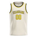 Custom Cream & Light Yellow Colors Design Sports Basketball Jersey