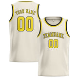 Custom Cream & Light Yellow Colors Design Sports Basketball Jersey