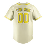 Custom Cream & Light Yellow Colors Design Sports Baseball Jersey