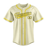 Custom Cream & Light Yellow Colors Design Sports Baseball Jersey