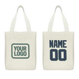 Custom Cream Blue Canvas Tote Bag