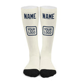 Custom Cream Blue Knee-High Sock