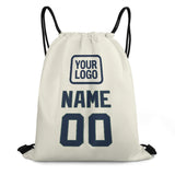 Custom Cream Blue Drawstring Bag