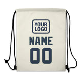Custom Cream Blue Drawstring Bag